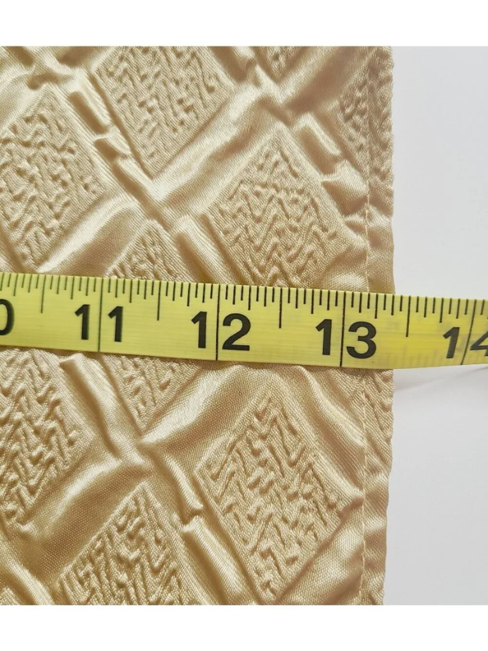 Vtg Y2K Table Runner Tapestry Geometric Pattern Gold Beige Tassels Glam